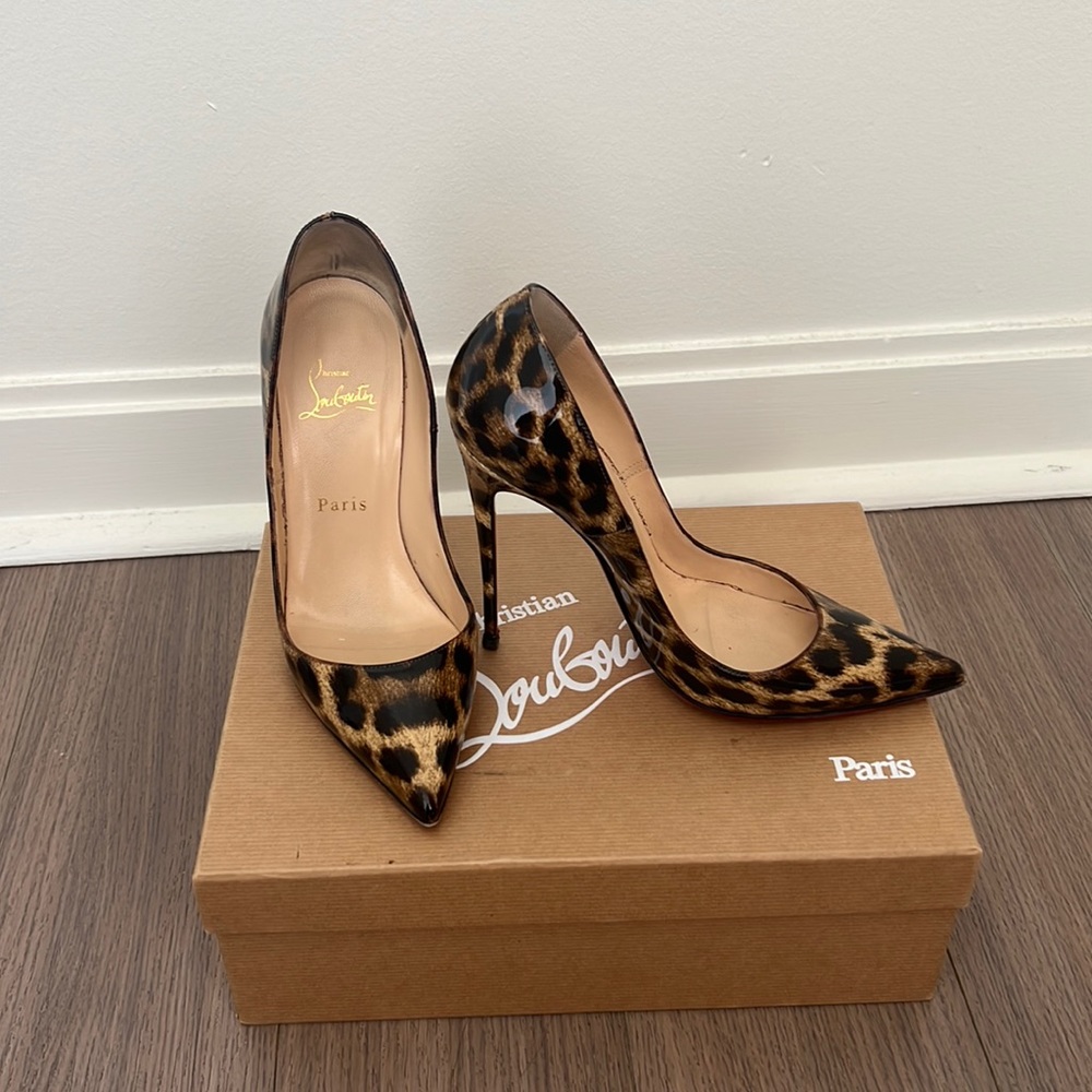 Christian Louboutin So Kate 120 Patent Leopardino Size 37